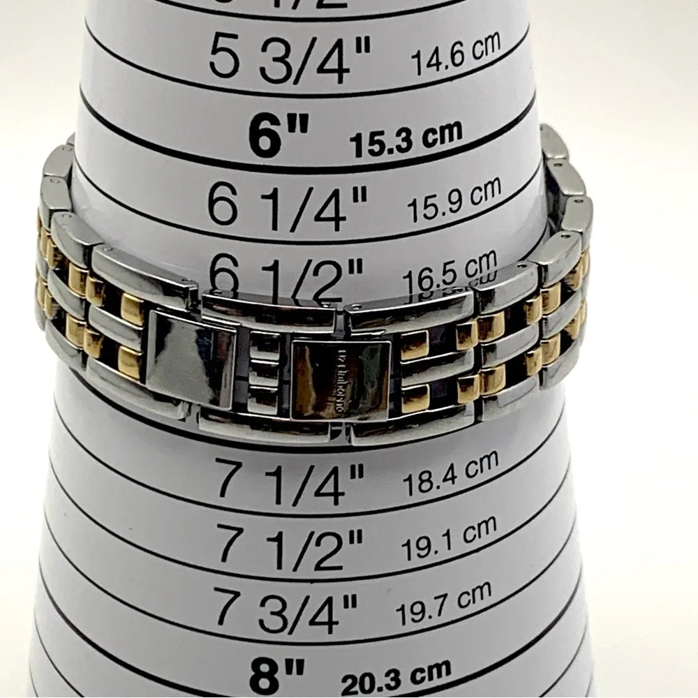 Liz Claiborne Two-Tone Crystal Bezel Watch 6.75" New Battery - Picture 7 of 14